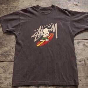 Gildan Men Brown T-Shirt, StSsy X Peanuts Snoopy Surfing Brown T-Shirt